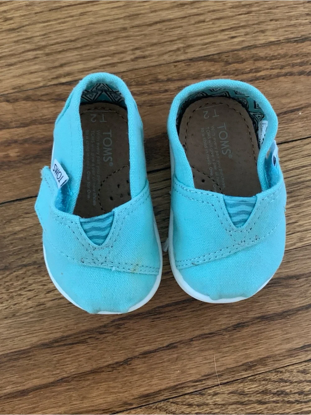 TOMS Baby Slip-On Turquoise Shoes 2